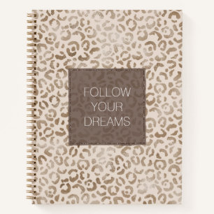 Cream Brown Leopard Print Notebook