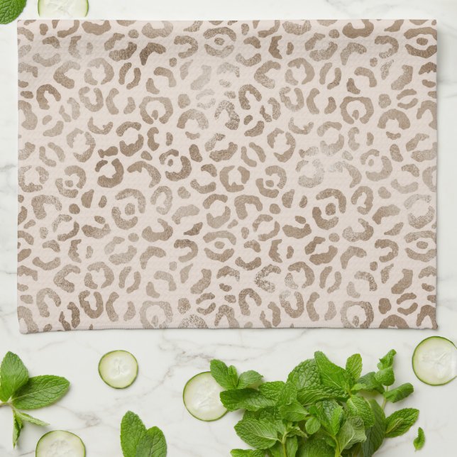 Cream Brown Leopard Print        Tea Towel (Folded)