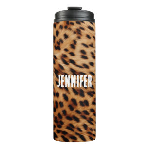 Cream Brown Leopard Print Thermal Tumbler
