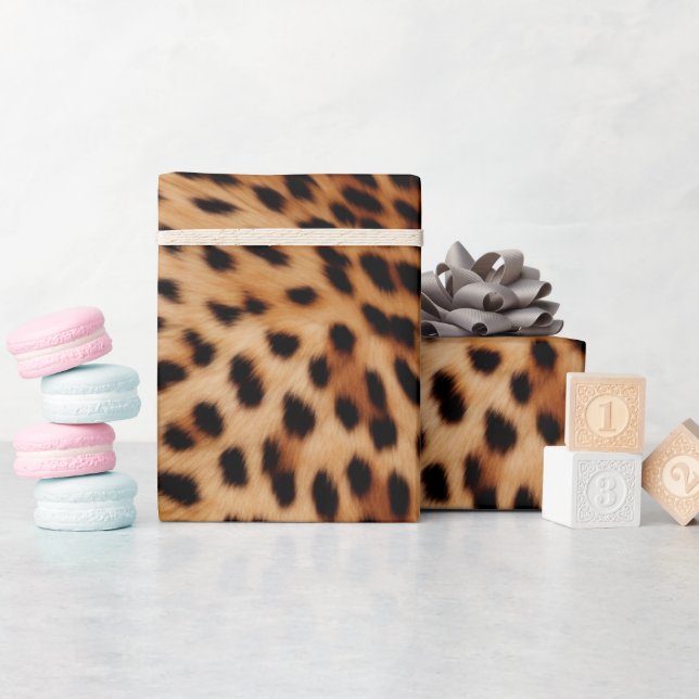 Cream Brown Leopard Print Wrapping Paper (Baby Shower)
