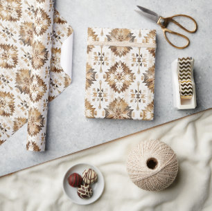 Cream Brown Native Tribal Wrapping Paper