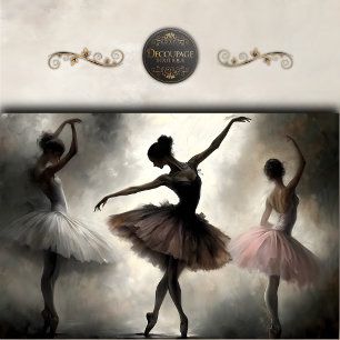 Cream Brown Pink Ballerinas Abstract Decoupage Tissue Paper