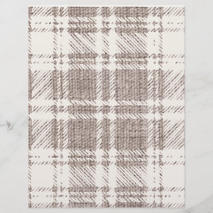 Cream & Brown Plaid Scrapbook Paper