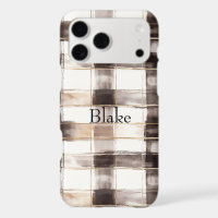 Cream Brown Plaid Stripes