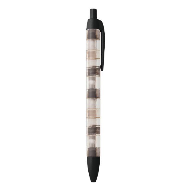 Cream Brown Plaid Stripes   Black Ink Pen (Bottom (Vertical))