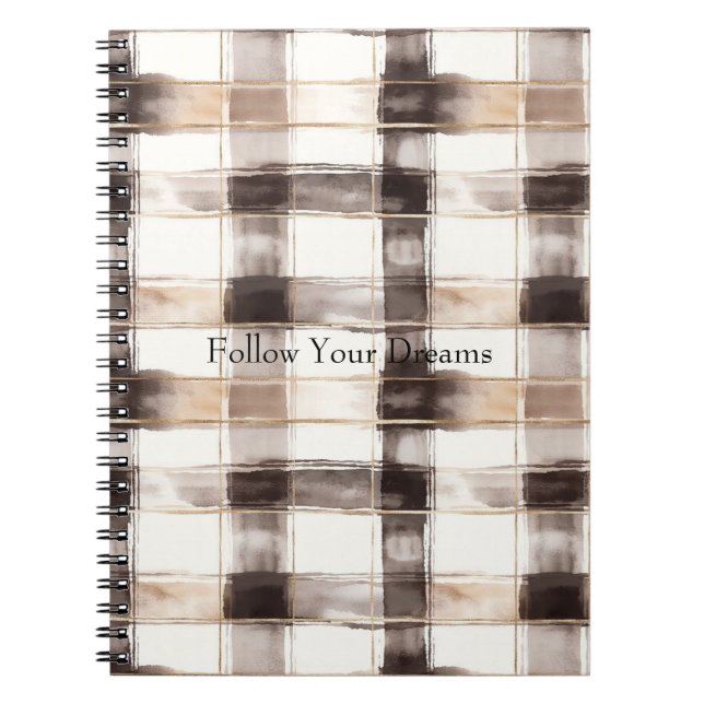 Cream Brown Plaid Stripes   Notebook (Front)