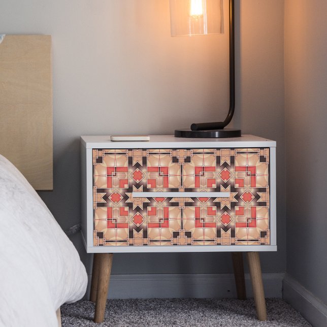 Cream Brown Red Cool Geometric Mosaic Pattern Tissue Paper (Creator Uploaded)