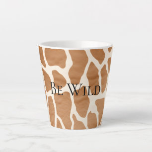 Cream Brown Safari Giraffe Animal Print Latte Mug
