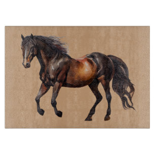 Cream Brown Southwest Horse Cutting Board