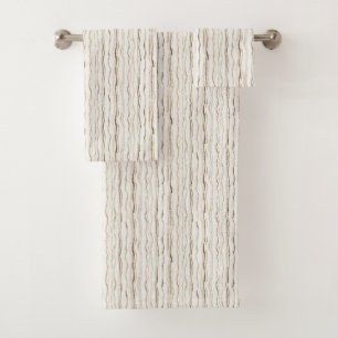 Cream Brown Stripes Bath Towel Set