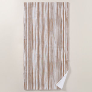 Cream Brown Stripes Beach Towel