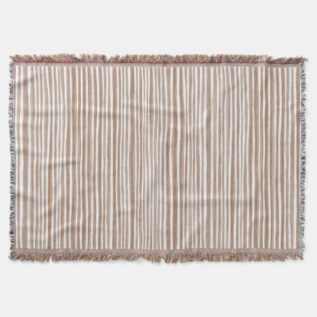 Cream Brown Stripes Christmas   Throw Blanket (Front)