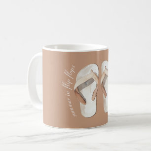 Cream Brown Summer Flip Flops Sandals Coffee Mug