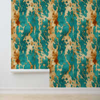Cream Brown Teal Cowhide