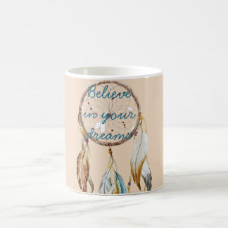 Cream Brown Turquoise Dream Catcher Coffee Mug