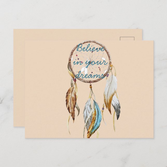 Cream Brown Turquoise Dream Catcher Postcard (Front/Back)