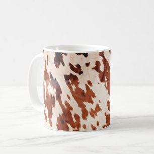 Cream Brown Western Cow Print Coffee Mug