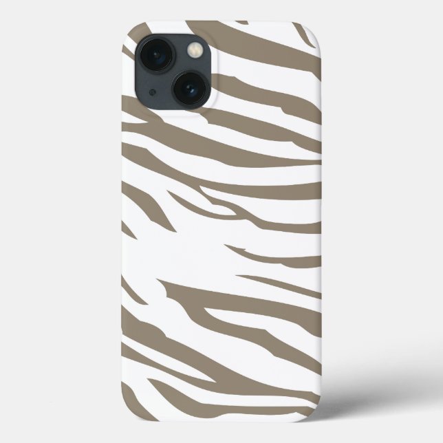 Cream Brown White Zebra Print Case-Mate iPhone Case (Back)