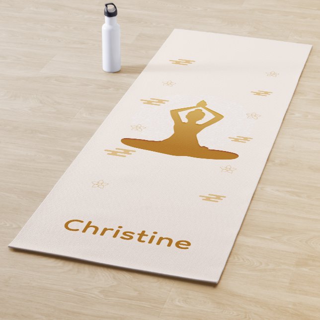 Cream-Brown Yoga Pose and Custom Name Mat (In Situ)