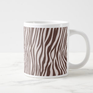 Cream Brown Zebra Print Large Coffee Mug