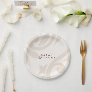 Cream Burgundy Elegant Classic Wedding Plates