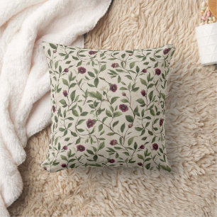 Cream Burgundy Flowers Cushion