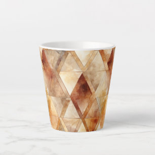 Cream Burgundy Red Gold Triangles Christmas Latte Mug
