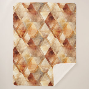 Cream Burgundy Red Gold Triangles Christmas Sherpa Blanket