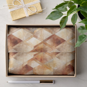 Cream Burgundy Red Gold Triangles Tissue Paper