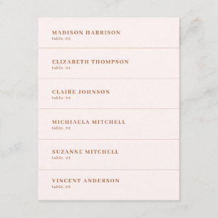 Cream Burnt Orange Terracotta Wedding Place Card