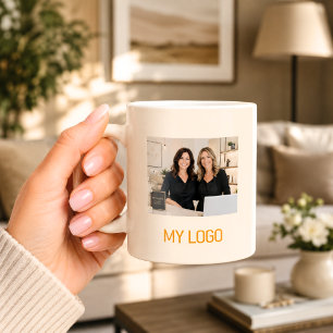 Cream business logo rectangular photo coffee mug