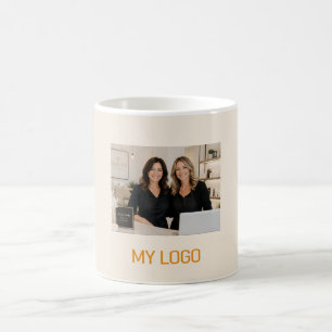 Cream business logo rectangular photo coffee mug