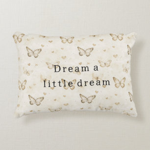 Cream Butterflies Hearts Baby Shower Decorative Cushion