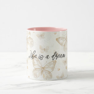 Cream Butterflies Little Hearts Mug