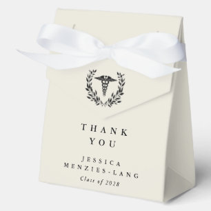 Cream Caduceus+Laurel Wreath Graduation Favour Box