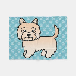 Cream Cairn Terrier Cartoon Dog Illustration Fleece Blanket