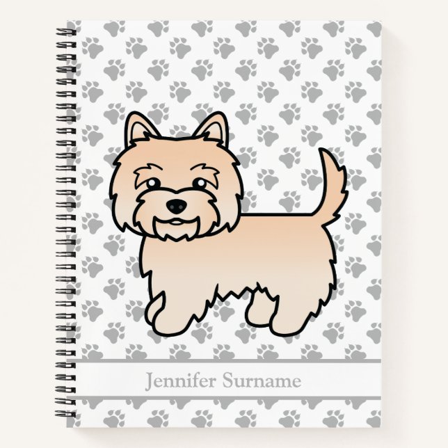 Cream Cairn Terrier Cute Cartoon Dog & Custom Text Notebook (Front)