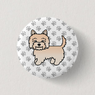 Cream Cairn Terrier Dog Cute Illustration Paws 3 Cm Round Badge