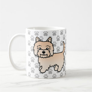 Cream Cairn Terrier Dog Illustration & Paws Coffee Mug