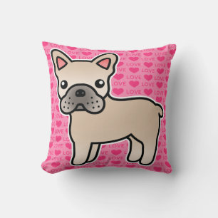 Cream Cartoon French Bulldog Cushion