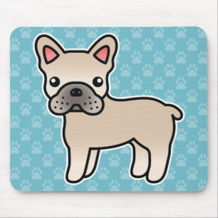 Cream Cartoon French Bulldog Mouse Mat