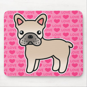 Cream Cartoon French Bulldog Mouse Mat