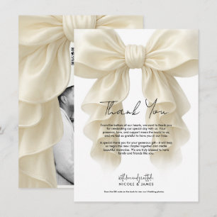Cream Cascade Ruffle Bow Bridal Wedding Thank You Invitation
