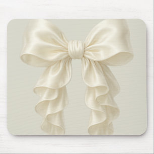 Cream Cascade Ruffle Bow Elegant Posh Girly Mouse Mat