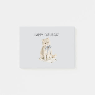 Cream Cat Blue Bow Caturday Post-it Notes