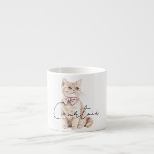 Cream Cat Pink Bow Espresso Cup