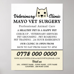 Cream Cat, Veterinarian, Veterinary Service Advert Poster