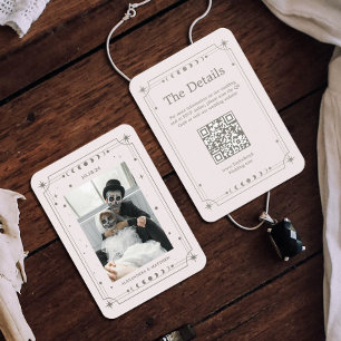Cream Celestial Halloween Wedding Website Qr code Enclosure Card