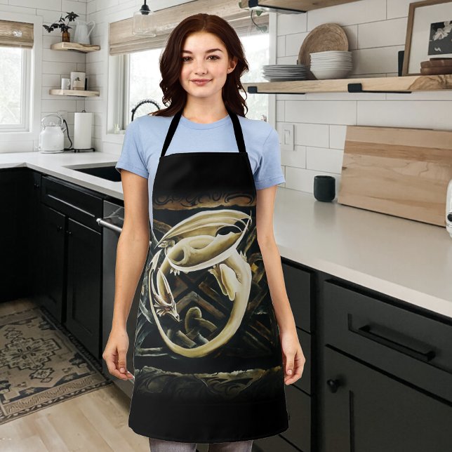 Cream Celtic Art Dragon Fantasy Apron (Creator Uploaded)
