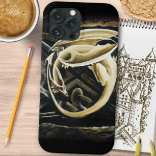 Cream Celtic Art Dragon Fantasy iPhone 13 Pro Max Case